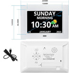 MRCHYDZ 7 Inch Clock with Day and Date for Elderly Large Display Digital Clocks 12 Alarm 3 Display Modes Large Font Alzheimer's Clock Alarm Clocks for Seniors Auto DST White