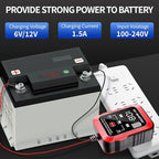1.5A 6V/12V Smart Battery Charger – Automatic Maintainer, Trickle Charger & Desulfator with Overcharge Protection & Temperature Compensation – for Lead-Acid Batteries