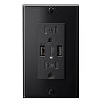 EverElectrix 2-Pack 4.8A Black Wall Outlet With USB Ports - 15Amp Duplex Tamper Resistant Charger, UL Listed, Electrical Receptacle With Dual USB