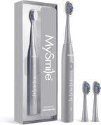 MySmile DY156 Electric Toothbrush for Adults, Rechargeable Sonic Battery Toothbrush Portable with 3 Brush Heads, 2 Mins 5 Modes Smart Timer, 45000VPM, One Charge for 60 Days – Gray