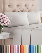 King Size 4 Piece Sheet Set - Comfy Breathable & Cooling Bed Sheets Set - Hotel Luxury Bedding for Women, Men, Kids, Teens, Boys & Girls - Deep Pockets, Soft and Wrinkle Free - Oeko-Tex - French Grey