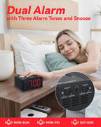 Digital Alarm Clock Radio with AM/FM Radio, Presets, Dual Alarms, Weekday / Weekend Alarm, Snooze, Sleep Timer, Dimmable Red LED Screen for Bedrooms, living rooms, kitchens, offices, etc (Red)
