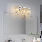 FDPBY Bathroom Vanity Lights 3-Light Chrome Modern Crystal Vanity Light Fixtures Over Mirror Crystal Bathroom Vanity Lighting Fixtures