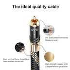 SKW Audiophiles Subwoofer Lock RCA Cable RCA to RCA Multiple Shield with Ultra-high Purity Copper Digital Coaxial Cable for HiFi Systems 4.9ft/1.5m