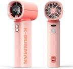 K-RUNMAN Portable Handheld Turbo Fan,100 Speeds Adjustable Mini Personal Fan, 4000mAh USB Rechargeable Battery Operated, LED Display,Gifts for Women Men Travel/Camping/Outdoor (Pink)