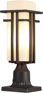 EERU Outdoor Post Lights Waterproof Metal Frame with Milk White Frosted Glass Pier Mount Outdoor Lighting Fixtures(with 3-Inch Pier Mount Base) Pillar Light Post Lantern for Garden Backyard and Porch