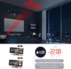 Mightree Projection Alarm Clock for Bedroom, Digital Alarm Clock with USB Charger, 7.4" Large LED Mirror Display Radio Alarm Clock, Dual Smart Alarm with Projection on Ceiling, Rose Gold