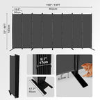 MAYOLIAH 8 Panel Room Divider 6ft Tall Freestanding Privacy Screen 160'' W Portable Office Partition, Grey
