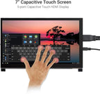 ELECROW 7 Inch Touchscreen Monitor for Raspberry Pi - 1024x600 IPS Capacitive Touch Screen HD Mini LCD Display with Stand Compatible with Raspberry Pi 5/4B/3B+/3B, BB Black, Win11/10/8/7, Driver Free