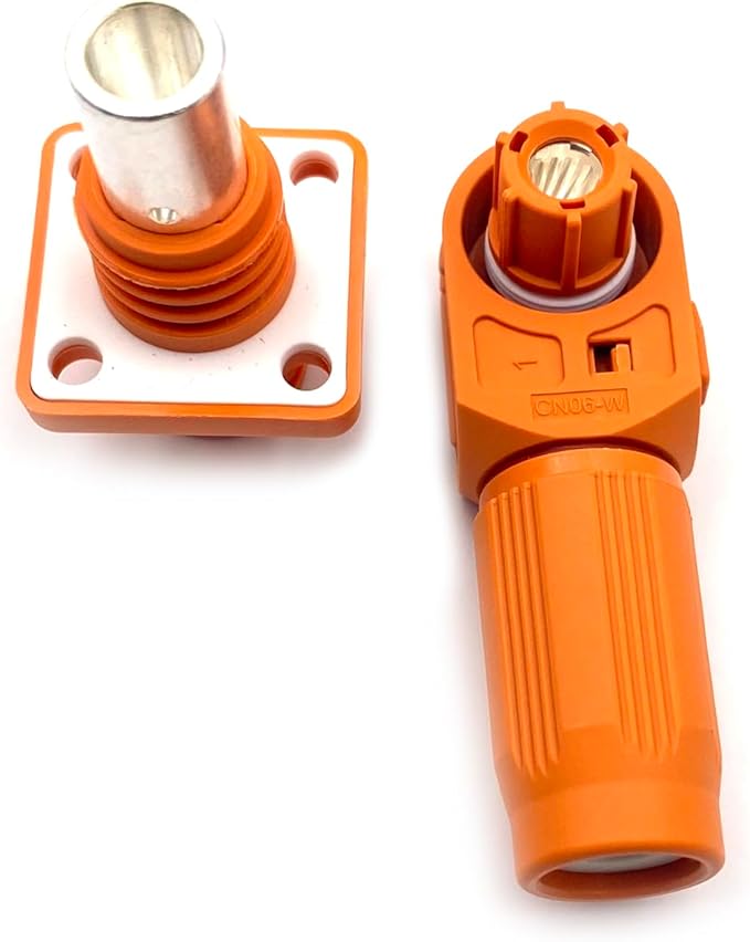 1 Set Battery Energy Storage Connector, 450A High Current Connectors Quick Plug Terminal Orange Right Angle Plug and Socket IP67 Waterproof Power Adapter Crimping 185mm² Wiring (1500V)