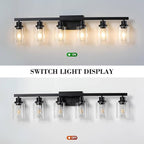DIKAIDA 6-Light Black Vanity Lights 38'' Modern Bathroom Vanity Lighting Fixtures Above Mirror， Industrial Matte Bathroom Light Fixtures, Bath Wall Light Fixtures, Black Wall Sconces