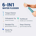 Professional Water Flosser - Advanced Dental Care for a Healthier Mouth, Gum, and Teeth - IPX7 Waterproof Oral Irrigator | 7 Replacement Tips, Travel-Friendly, Rechargeable - Oral Hygiene (Green)