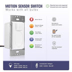 RAYZEEK 2 Pack PIR Motion Sensor Light Switch,Occupancy Sensor Switch | 5Amp | Sigle-Pole | No Neutral Required, Operable Without Ground Wire,PC Fireproof,UL Listed