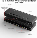 Dingsun 3 Way HDMI 2.0 to HDMI Switcher + 2 Way RCA to HDMI Converter for Fire Stick，ROKU, N64, NGC, Wii, PS2/3/4/5, Xbox Series, Xbox ONE, Switch ect.