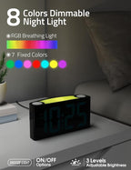 Mesqool Digital Alarm Clock for Bedrooms - Plug-in LED Clock with Dynamic RGB Digits, Dimmable Display & Night Light, 7 Color Options, Adjustable Alarm Volume, DST, 12/24 Hour - Ideal for Kids