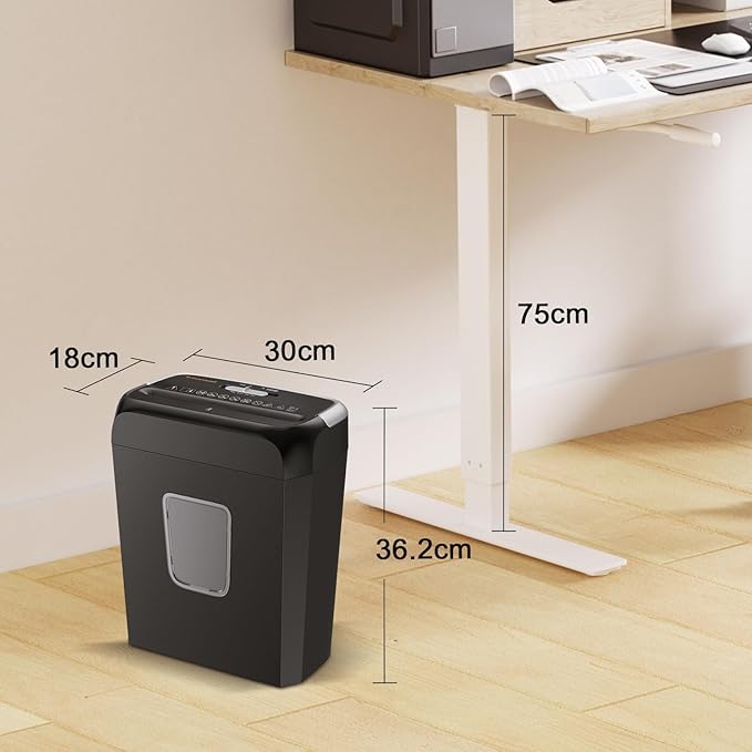 Bonsaii Shredders for Home Use, 3.4 Gal Wastebasket, 6-Sheet Cross-Cut Credit Card Shredder for Home Office, Small Shredding Machine for Staples, Clips, Documents, Portable Handle(C237-B New Version)