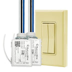 RunLessWire Fan & Light Battery-Free DIY Wireless Light Switch Kit 150ftRF Range Kinetic for Bathrooms & Ceiling Fans: 1 Dual Remote Switch Controls 2 5A On/Off Receivers Separately – Ivory