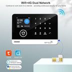 Home Security System, 4G/WiFi GSM SMS Wireless Home Alarm System with Motion Detector, 120dB Alarm Siren, Smart Remote Control, LCD Display, Compatible with Alexa and Google(12 Pieces)