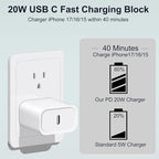 iPhone 17 16 15 Charger Fast Charging 20W Type C Charger Fast Charging with 6FT USB C Woven Cord for iPhone 17/17 Pro/17 Pro Max/17 Air/16/16e/16 Plus/16 Pro/16 Pro Max/15/15 Pro Max/iPad Pro/Air Pods