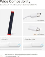 JaeJaes 2PCS Solar Panels 3.4W 6V Charge for Motorized Blinds with USB-C Connector for Lithium Battery Operated Shades