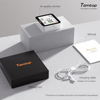 Temtop M10+ Indoor Air Quality Monitor, CO2 Monitor for Home, 6-in-1 PM2.5 & VOC Detector, E-Ink Display, 60-Day Battery, App-Connected Temperature & Humidity Sensor
