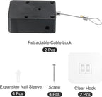 MECCANIXITY Punch Free Automatic Sensor Door Closer 78.7" Retractable Cable Lock for Home Office Doors 1500g 2Set Black with Adhesive Sticker Hook Screw Expansion Nail Sleeve