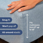 Full XL Bed Sheet Set - 4 Piece Extra Long Extended Full XL Sheets - Soft, Breathable & Cooling - Fits 8" to 16" Mattress with Deep Pockets - 54" x 80" - Wrinkle and Fade Resistant - Heathered Blue