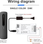 2.4GHz RF Single Color LED Strip Controller Remote Kit, Wireless Remote & Tuya Controller Dimmer with Group Control Adjust Brightness Touch Slide for PWM 2Pin COB LED Strip Light DC5V DC12V DC24V