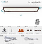 Leetdud Under Cabinet Lighting Plug in or Hardwired Built-in Dimmer, 18 Inch 9W, 5CCT 2700/3000/3500/4000/5000K, Linkable Counter Lights for Kitchen, ETL Dimmable LED Light Fixture, Bronze