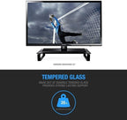 Eutuxia Type-S Black Tempered Glass Monitor Stand, TV, Laptop, Computer, All-In-One Desktop, Printer Riser [21.75 x 8.25 x 3.25 Inches]