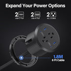3 inch Desktop Power Grommet USB C,65W Fast Charging Station,Furniture Recessed Power Strip,2 Outlets,4 USB Ports,Flush-Mount for Desktop, Workspace Essential Desk Outlet,2 Pack (Black)