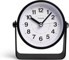 TIMESS Analog Alarm Clock, Silent Non-Ticking Quartz Movement, Battery-Operated with Snooze & On-Demand Light, Easy to Set Gentle Wake Bedside Desk Clock, Ideal for Home, Travel, Office (Black)