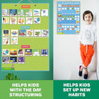 QUOKKA Visual Schedule for Kids with Autism - 145 Reward Chore Chart for Multiple Kids - Behavior Routine Toy for Autistic Children Age 5-7 ADHD Tools - Responsibility Board Autism Learning Material