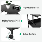 GCCSJ Large Printer Stand，3 Tier Printer Cart with Adjustable Storage Shelf，23.6 x18.9 x 29.5 inches Printer Stand for Home Office, Stands for Heat Press Scanner Fax, Industrial Style, Black