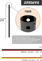 DPXMYG 24 inch Ceiling Fan Downrod with Extension Cord, 2 FT Black Downrod for Ceiling Fan, 1 inch Outside Diameter, Ceiling Fan Boom Suitable for a Wide Range of Fans (Black, Not Threaded)