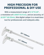Mxmoonfree 20-Inch Digital Caliper with 4-Inch Jaw Depth, Precision Measuring Tool, Full Metal Frame, Large LCD Screen, Resolution 0.0005"/0.01mm, Ideal for Professionals & Hobbyists