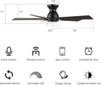 SMAAIR 48 Inch Smart Ceiling Fan with Light and Remote, Flush Mount Modern Ceiling Fan with lights,Compatible with Alexa/Google Assistant/Siri,Timer and Schedule,10 Speed DC Motor, Wooden/Walnut