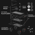 TARION Modular Base Extension Rod - 43.3"/110cm Extension Pole Set (2× 21.6" Sections) Compatible with Titanrig Cart Products