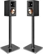 PEGZONE Speaker Stands Pair for Surround Sound,55 LBS Capacity,30.1 inch Floor Bookshlef Speaker Stands,Cable Management,Large Base,1 Pair,Black