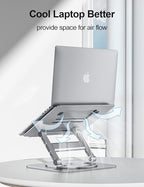 MCHOSE Laptop Stand with 360° Rotating Base, Foldable Adjustable Computer Holder, Ergonomic Design Compatible with MacBook Air Pro, Dell XPS, HP, Lenovo More 10-17" (New-Silver)