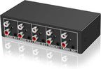 3.5mm Aux + RCA L/R Bi-Directional Stereo Audio Switch 4 in 1 Out A/B Analog Audio Switcher Selector No Power Need