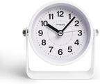 TIMESS Analog Alarm Clock, Silent Non-Ticking Quartz Movement, Battery-Operated with Snooze & On-Demand Light, Easy to Set Gentle Wake Bedside Desk Clock, Ideal for Home, Travel, Office (White)