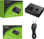 LiNKFOR 4 Port 3.5mm Stereo Audio Switch, 4 Way Stereo Audio Selector, 4 Input 1 Output / 1 Input 4 Output Audio Splitter with Volume Control and 4 Channel Switch Knob