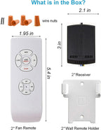 LPHUMEX 2 Pack Universal Ceiling Fan Remote Control Kits, Small Size Receiver Fan Speed, Light and Timing Remote for Harbor Breeze/Westinghouse/Honeywell/Other Ceiling Fan lamp
