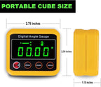 Magnetic Digital Angle Finder Protractor Inclinometer - Cube Digital Level Angle Gauge with Magnetic Base and Backlight - Precision Level Box for Woodworking, Construction, Machinery, Masonry (yellow)