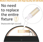 Aipsun 4 Pack Black Modern LED Wall Sconce Hardwired Indoor Wall Lights Up and Down Wall Mount Light for Living Room Bedroom Hallway Corridor Conservatory Warm White 3000K(with G9 Bulbs)