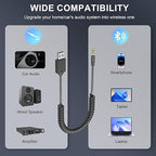 AUX Bluetooth 5.4 Receiver, Auxiliary Audio to Bluetooth 5.4 Adapter, 3.5mm Wireless Audio Receiver, Supports Hands-Free Calling Compatible Devices, Suitable for Home/Car Speakers/Stereo Sound Systems
