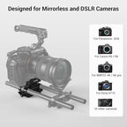 SMALLRIG Universal 15mm Rail Support System with 15mm Rod Clamp and Quick Release Plate - 2272