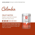 illy Whole Bean Coffee, Colombia Single Origin Medium Roast, 100% Arabica, Premium Italian Coffee, Ideal for Espresso, Drip, Moka and French Press Brewing, 8.8oz, 6 Pack