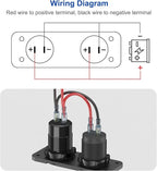 12V USB Outlet Marine Switch Panel Plug, PD3.0 and Dual QC3.0 USB Ports Aluminum Car Charger with LED Voltmeter Power Switch, Lighted 150W Cigarette Lighter Socket 2 in 1 DIY Kit for Boat RV ATV, etc.
